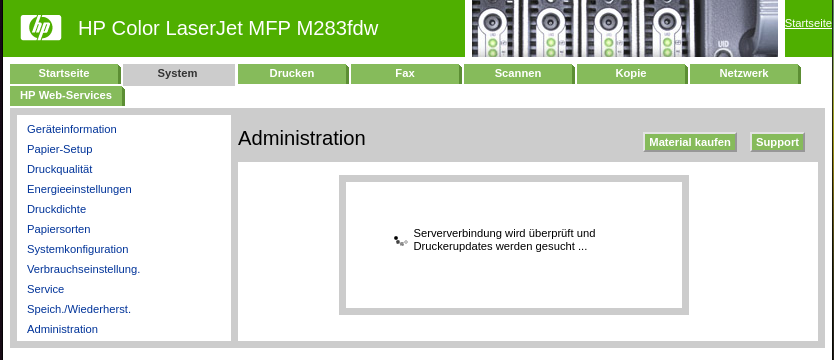 Drucker weboberfläche